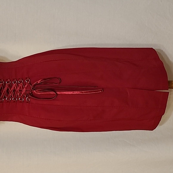 Express Red Spaghetti Strap Lace-up Back Dress - Picture 11 of 16